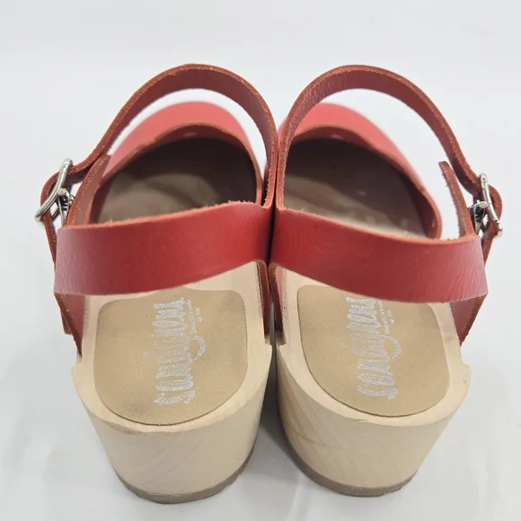 Sandgrens Milan‎ Red Clog Shoes Wooden Heels - Picture 8 of 14